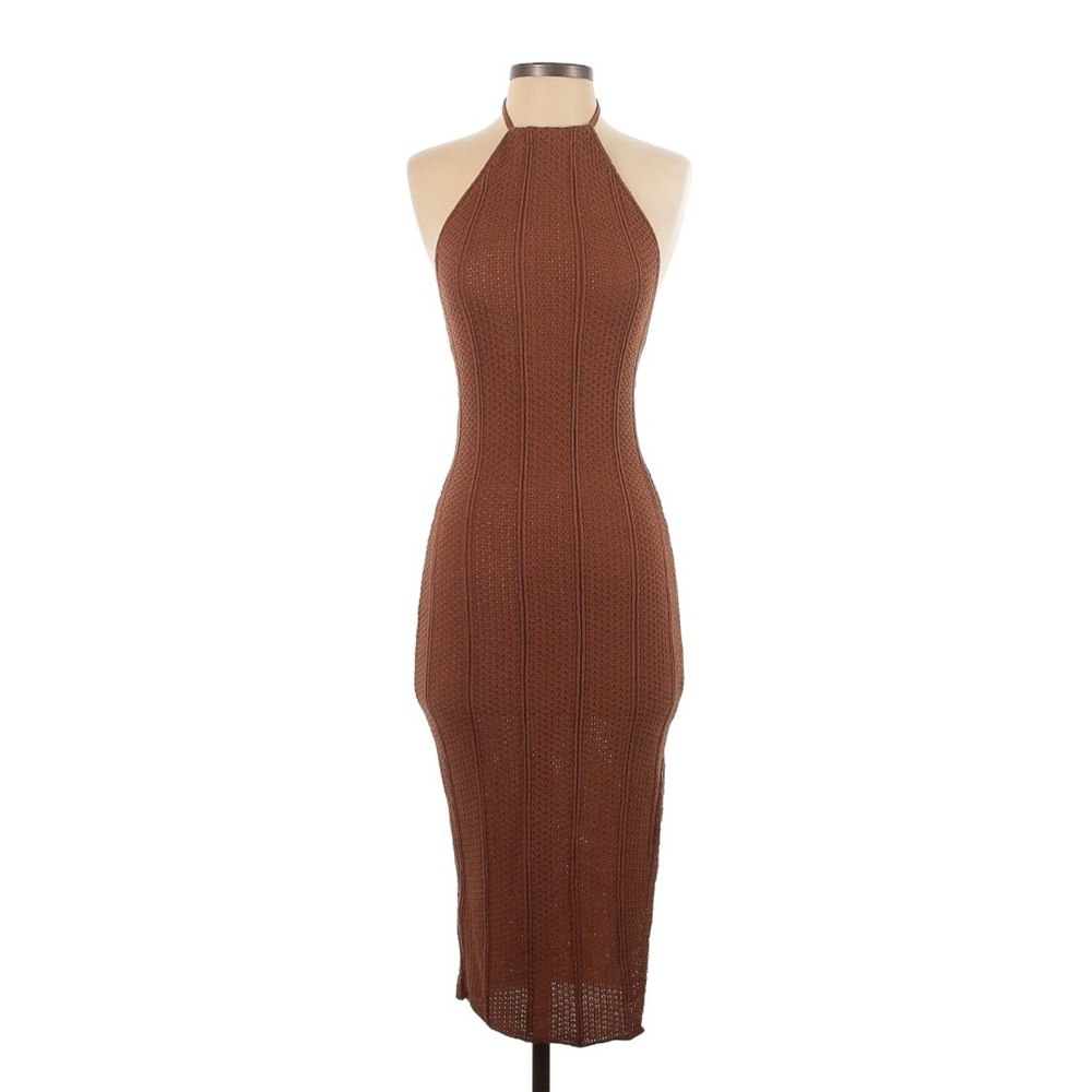 Crochet Brown Halter Dress